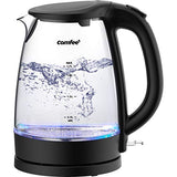 COMFEE' Glass Electric Tea Kettle & Hot Water Boiler(BPA-Free), 1.7L, Cordless with LED