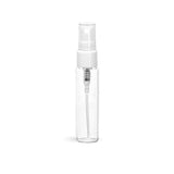 MagnaKoys 5 ml Perfume Cologne Clear Glass Vials w/White Clear Sprayers and Clear Overcaps (3" tall- 15 pcs. Vial Sprayers)