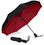 Repel Umbrella Windproof Travel Umbrella with Teflon Coating (Black Red)