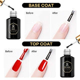 MEFA No Wipe Top Coat and Base Coat Set, 10ml 2 Bottles Soak Off Gel Nail Polish