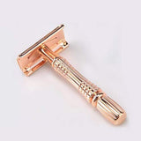 Rose Gold Safety Razor with Travel Case, DREZUR Double Edge Razor (Includes 5 Razor Blades), Safety Razor Women and Men Texture Handle for Comfortable Grip