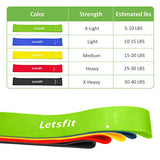 Letsfit Resistance Loop Exercise Bands with Instruction Guide and Carry Bag, Set of 5