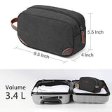 Men's Travel Toiletry Organizer Bag Canvas Shaving Dopp Kit TSA Approved (Black)