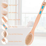IDENTILShower Brush, Shower Back Cleaning Scrubber with Long Wooden Handle