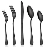 Black Silverware Set, LIANYU 20 Piece Stainless Steel Flatware Cutlery Set for 4