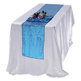 TCBESTO Aqua Blue Table Runner 12"x72" Sequin Table Runners Sparkly Glitter Metallic