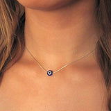 Stainless steel Silver Chain with Blue Evil Eye Bead Delicate Necklace