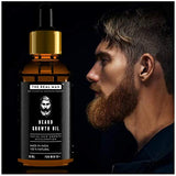 Beard Growth Oil by THE REAL MAN. Men's Mustache & Beard Growth Oil,100% Natural & Organic, Conditioner & Softener for Men,50ml (1.69oz). Beard Care With Best Beard Oil - For Best Beard Look
