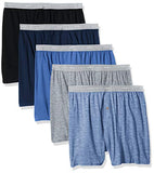 Hanes Men's 5-Pack Exposed Waistband Knit Boxers, Assorted, Small