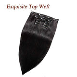 20 Inch Clip In Remy Human Hair Extensions 100g, Stainless Clip On Real Human Hair, 7 Pieces Silky Straight Double Weft, Natural Off Black (Clip In 20"- #1B, 100g)