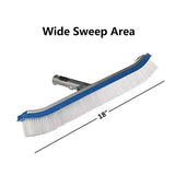 Swimming Pool Wall & Tile Brush ,18" Polished Aluminum Back Cleaning Brush Head