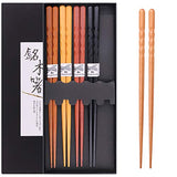 GLAMFIELDS Reusable Chopsticks Japanese Natural Wooden Classic Style 5 Pairs