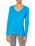 Hanes Women's V-Neck Long Sleeve Tee, Deep Dive, Small