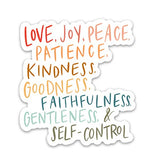 Fruit of the Spirit Christian sticker for a hydro flask, laptop, water bottle | Waterproof