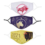 2021 Happy Chinese New Year of The Ox Cow Face Mask Washable Reusable Cloth