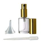 Riverrun Set of 3 Perfume/Cologne Atomizer Round Glass Bottle Gold Sprayer 15ml .50 oz (Set of 3)