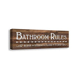 Kas Home Vintage Bath Canvas Wall Art | Rustic Bathroom Rules Prints Signs Framed