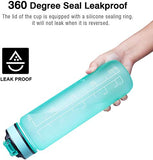 Giotto 32oz Large Leakproof BPA Free Drinking Water Bottle with Time Marker & Straw