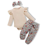 Renotemy Infant Baby Clothes Girl Newborn Outfits Long Sleeve Romper Pants Set