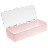 mDesign Makeup Storage Stackable Organizer Box for Bathroom Vanity, Countertops, Drawers - Holds Blenders, Eyeshadow Palettes, Lipstick, Lip Gloss, Makeup Brushes - Hinged Lid, Light Pink/Clear