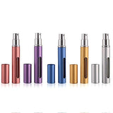 Vtrem Refillable Perfume Atomizer Pump 5 Milliliter 5PCS Mini Portable Spray Bottle With Window Travel Fragrance Empty Bottle Easy To Fill Scent Multicolor Gold, Silver, Blue, Purple, Pink