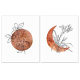 Terracotta Sun and Moon Print, Flower Sun, Minimal Wall Art, Boho Decor