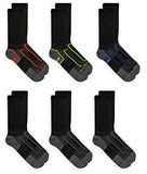 Fruit of the Loom Boys' 6-Pair Half Cushion Crew Socks (Medium, Black)