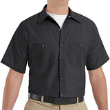 Red Kap Men's Standard Industrial Work Shirt, Regular Fit, Short Sleeve, Black, Small