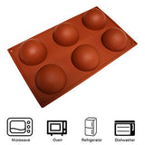 6 Holes Silicone Mold For Chocolate, Cake, Jelly, Pudding, Handmade Soap, Round Shape BPA Free Cupcake Baking Pan, BPA Free Baking Mold for Dome Mousse - 2PACK