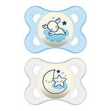 MAM Night Pacifiers (2 Pack, 1 Sterilizing Pacifier Case), Pacifiers 0-6 Months