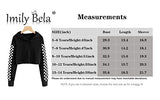 Imily Bela Kids Crop Tops Girls Hoodies Cute Plaid Long Sleeve Fashion Sweatshirts Black
