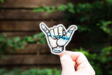 Shaka decal | Hawaii beach hang loose sticker for a hydro flask, laptop, water bottle