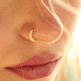 Gold Nose Ring, Unique Gold Plated Indian Hoop Piercing, Tribal Style, 20g.