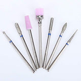 MISMXC Electric Carbide Nail Art Drill File Bit Set Coarse Medium Fine Grit Professional Manicure Drill Bits Set of 7 pcs Silver