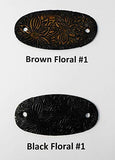 2 Large Leather Hair Barrettes w Sticks, Oval Shape Ponytail Holders, Choice of Design