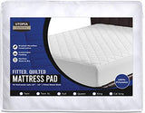 Utopia Bedding Quilted Fitted Mattress Pad (Twin) - Mattress Cover Stretches up to 16 Inch