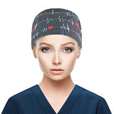 QBA Working Cap with Button Long Hair, Adjustable Working Hat Sweatband Cotton