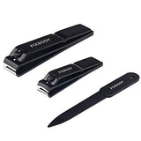 FIXBODY Nail Clipper Set – Black Stainless Steel Fingernails & Toenails Clippers & Nail