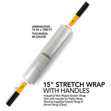 15 Inch Stretch Wrap - Industrial Clear Plastic Stretch Wrap Film for Pallet Wrap
