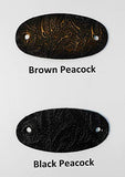 2 Large Leather Hair Barrettes w Sticks, Oval Shape Ponytail Holders, Choice of Design