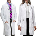 VOGRYE Professional Lab Coat for Women Long Sleeve, White, Unisex XXS