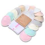 Organic Bamboo Nursing Breast Pads - 14 Washable Pads + Wash Bag - Breastfeeding