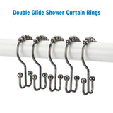 Titanker Shower Curtain Hooks Rings, Rust-Resistant Metal Double Glide Shower Hooks