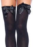 Leg Avenue Women's Satin Bow Accent Thigh Highs, Black