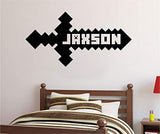 Personalized Custom Video Gamer Sword Name Wall Decal Sticker Customized Sign