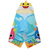 Franco Kids Bath and Beach Soft Cotton Terry Hooded Towel Wrap, 24" x 50", Baby Shark