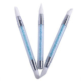 Fengshangmei 3pcs Set Double Side Silicone Head Nail Art Design Carving Gel Nail Brushes