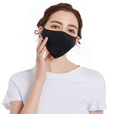 ROSEWARD 100% Mulberry Silk Face Adjustable Mask with Filter Pocket-Black