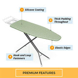 SAVUK Silicone Coated Ironing Board Cover and Pad, 4 Layers, 15x54 inch, Extra Heavy