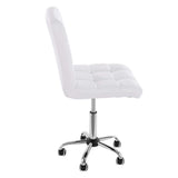 Computer Office Chair, Adjustable Height, Smooth Wheels,Padded Swivel Chair for Home Office Beauty Salon Spa, White